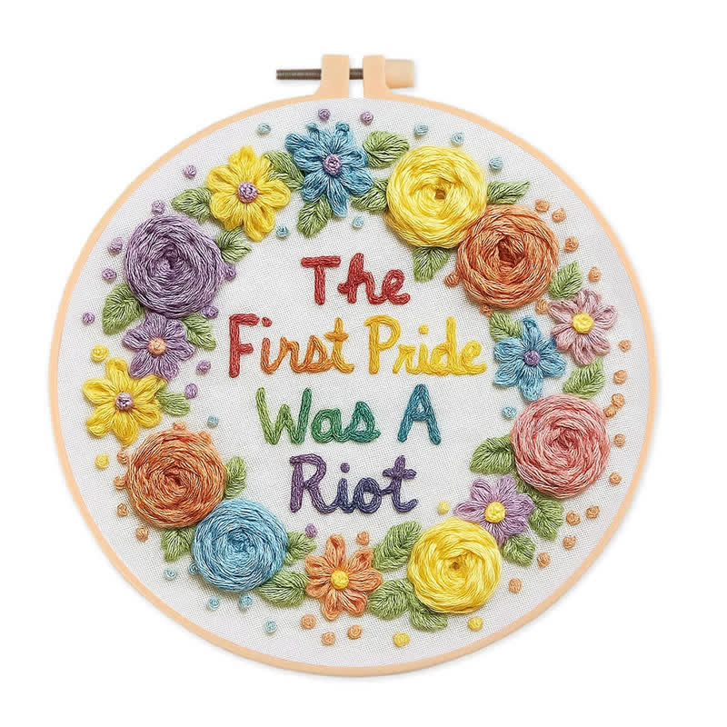 Rubbyoo Embroidery Kit - "The First Pride Was A Riot"| Queer Gay Lesbian Bisexual Trans GenderQueer Art - 20*20cm - image 0