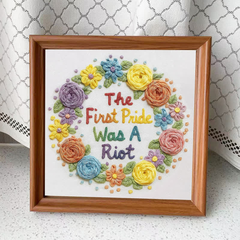 Rubbyoo Embroidery Kit - "The First Pride Was A Riot"| Queer Gay Lesbian Bisexual Trans GenderQueer Art - Embroidery Kit Plus An Extra Frame - image 5