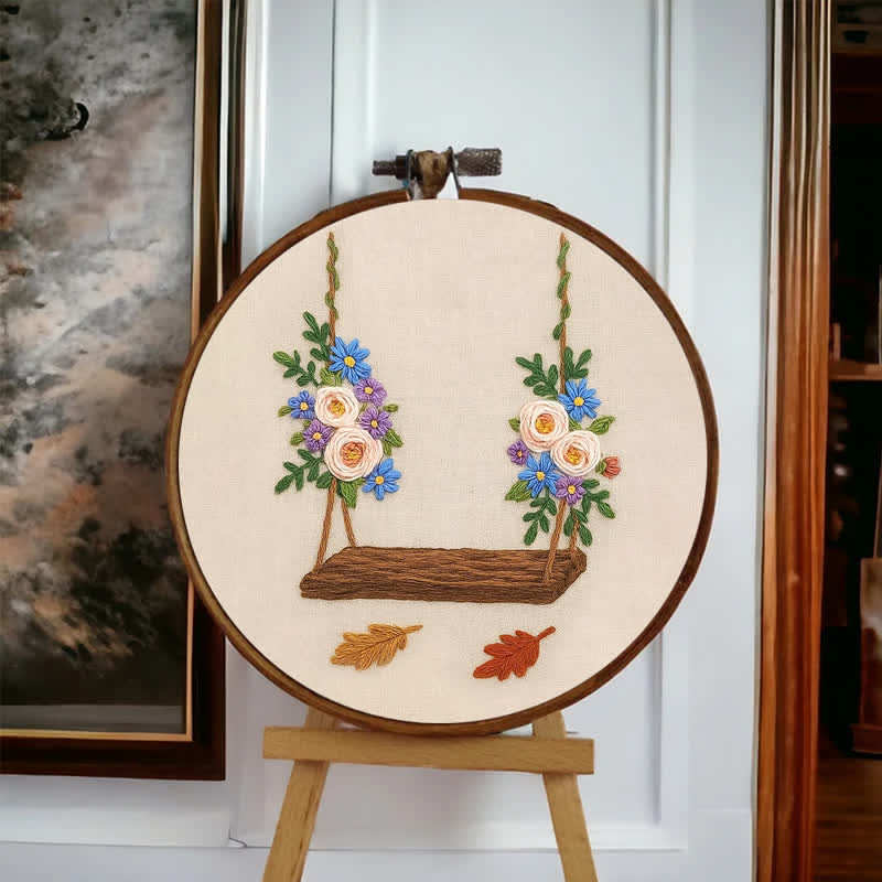 Rubbyoo Embroidery Kit - Flower Swing | Beginner Friendly Hand Embroidery Design - image 2