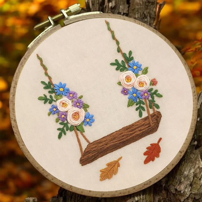 Rubbyoo Embroidery Kit - Flower Swing | Beginner Friendly Hand Embroidery Design - image 3