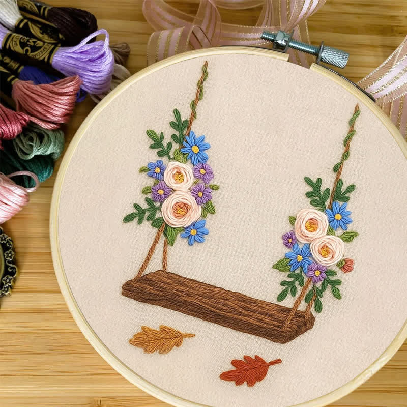 Rubbyoo Embroidery Kit - Flower Swing | Beginner Friendly Hand Embroidery Design - image 5