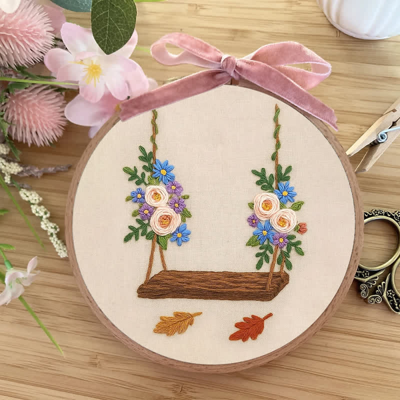 Rubbyoo Embroidery Kit - Flower Swing | Beginner Friendly Hand Embroidery Design - image 6