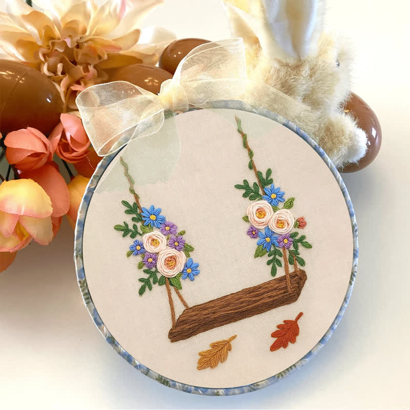 Rubbyoo Embroidery Kit - Flower Swing | Beginner Friendly Hand Embroidery Design - image 4