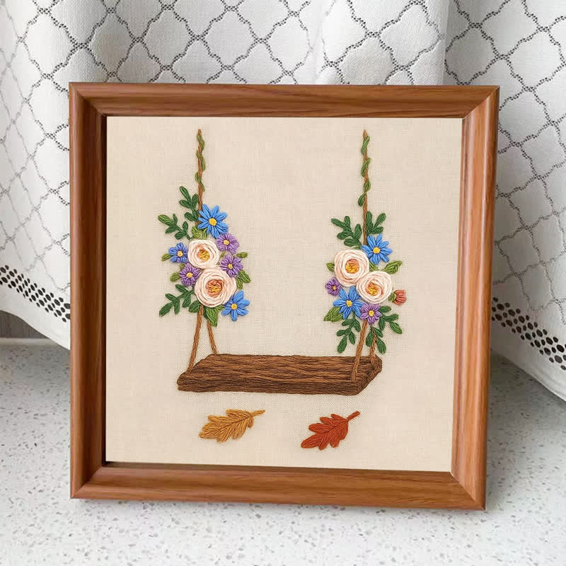 Rubbyoo Embroidery Kit - Flower Swing | Beginner Friendly Hand Embroidery Design - Embroidery Kit Plus An Extra Frame - image 8