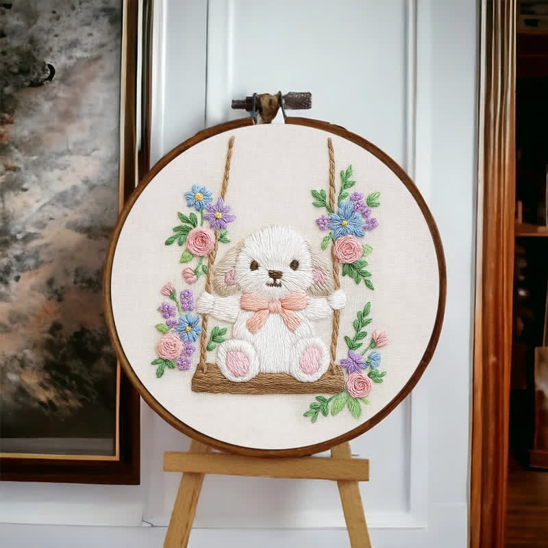 Rubbyoo Embroidery Kit - Swing & Puppy | Cute Dog and Rose | Easy Beginner - image 7