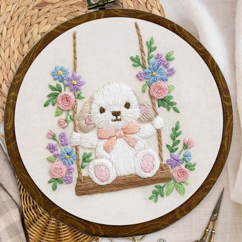Rubbyoo Embroidery Kit - Swing & Puppy | Cute Dog and Rose | Easy Beginner - image 8