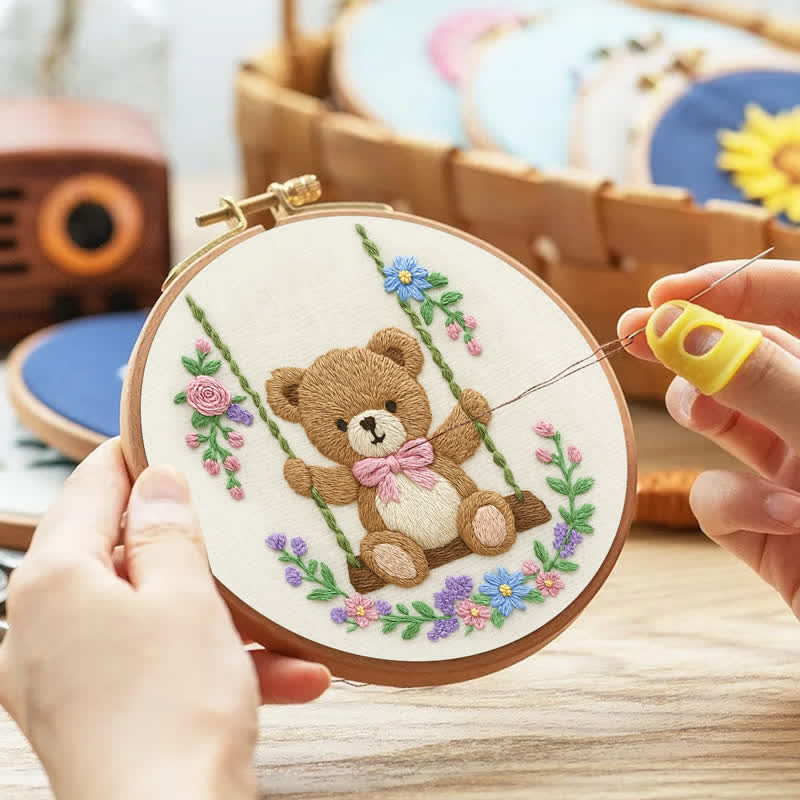 Rubbyoo Embroidery Kit - Swing & Plush Teddy Bear | Baby Gift | Beginner Friendly - image 6