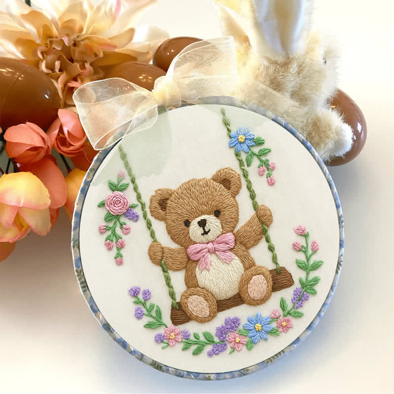 Rubbyoo Embroidery Kit - Swing & Plush Teddy Bear | Baby Gift | Beginner Friendly - image 2