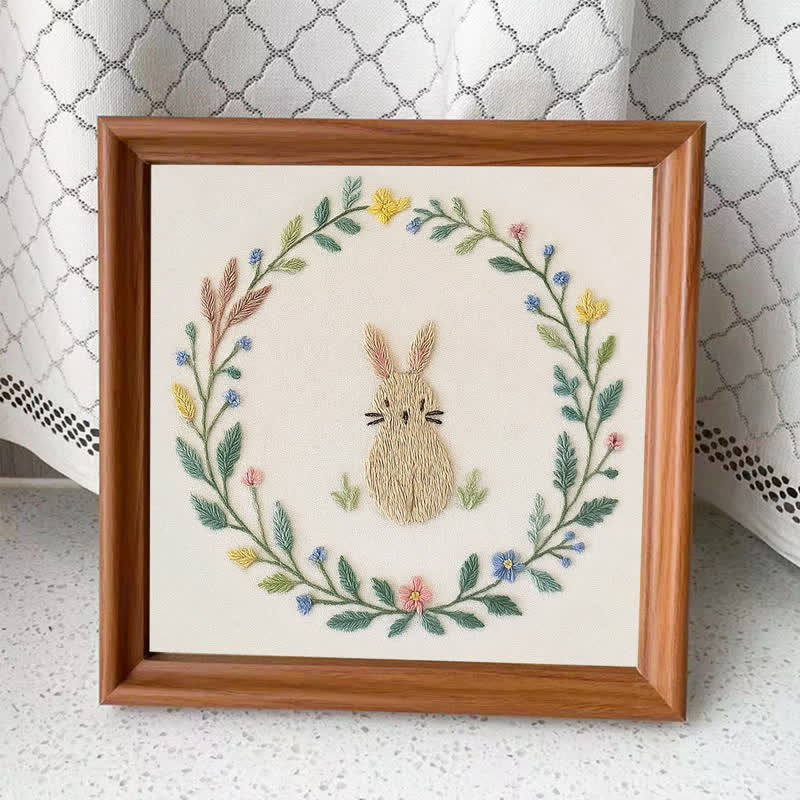 Rubbyoo Embroidery Kit - Botanical Bunny | Baby Gift | Spring Design - Embroidery Kit Plus An Extra Frame - image 3