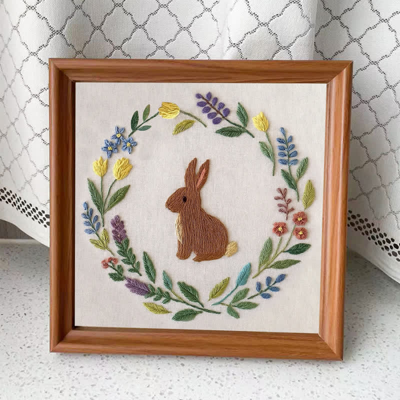Rubbyoo Embroidery Kit - Botanical Bunny | Baby Gift | Spring Design - Embroidery Kit Plus An Extra Frame - image 6