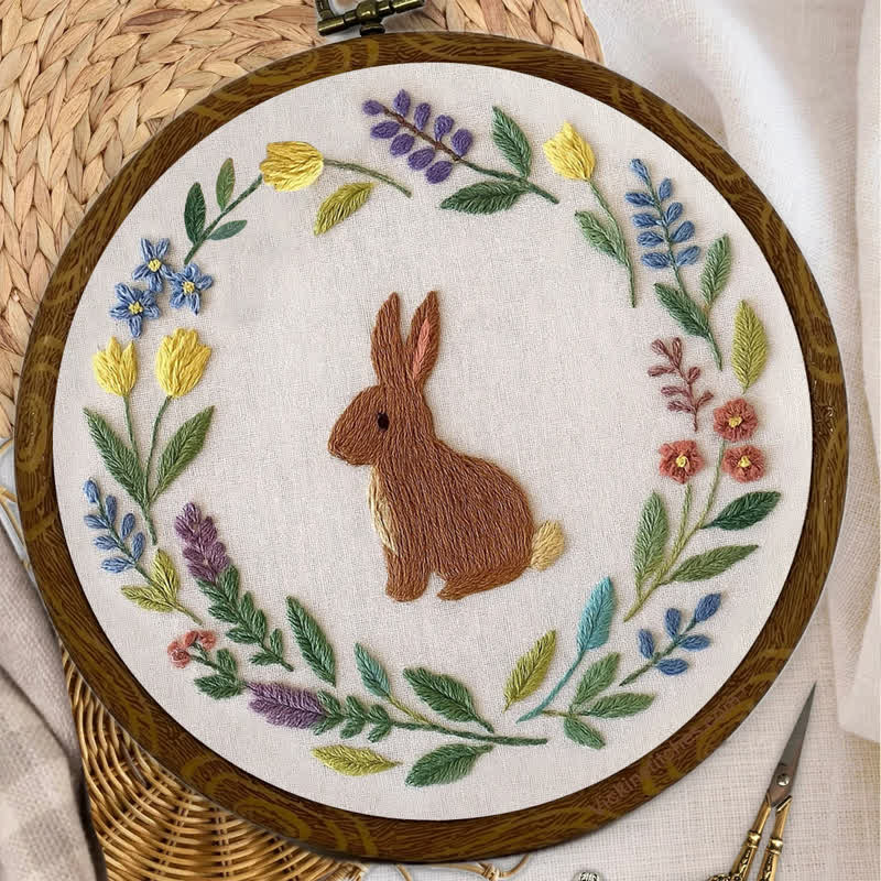 Rubbyoo Embroidery Kit - Botanical Bunny | Baby Gift | Spring Design - image 1