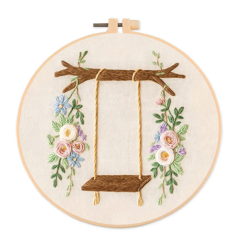 Rubbyoo Embroidery Kit -Rose Flower Swing | Make Your Own | Craft Kit | Gift For Her - 20*20cm - image 0