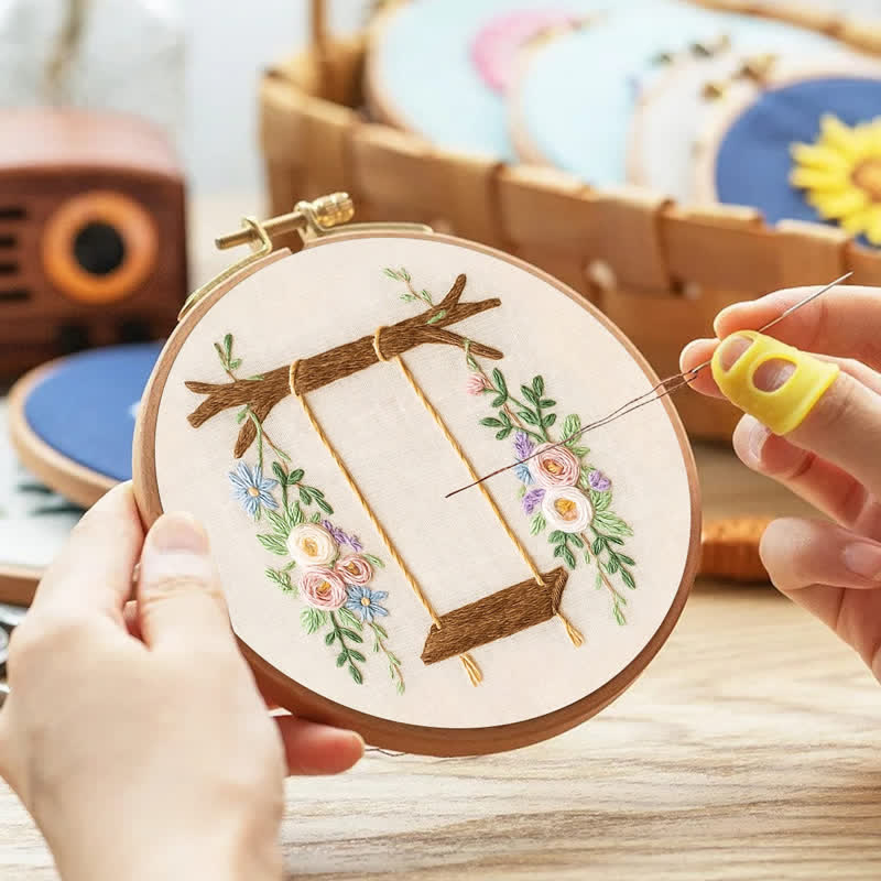 Rubbyoo Embroidery Kit -Rose Flower Swing | Make Your Own | Craft Kit | Gift For Her - image 2