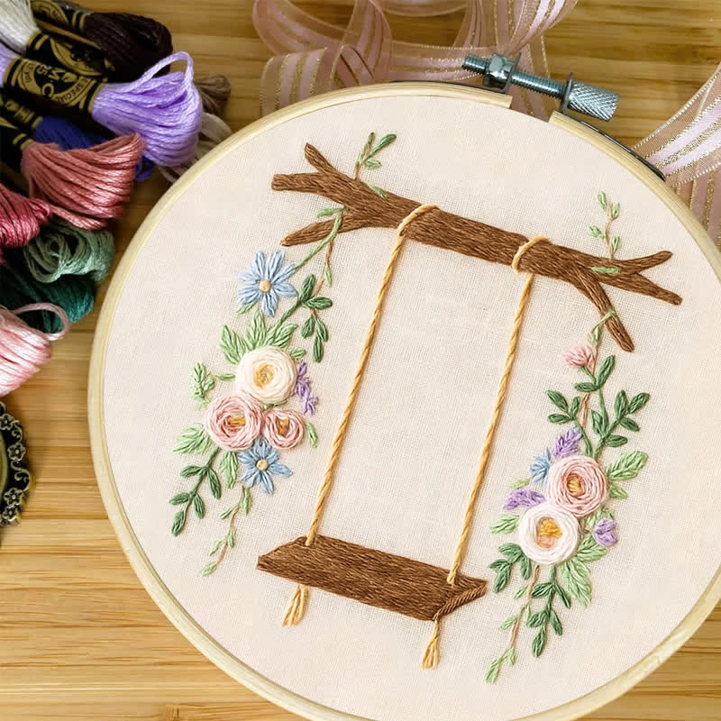 Rubbyoo Embroidery Kit -Rose Flower Swing | Make Your Own | Craft Kit | Gift For Her - image 4