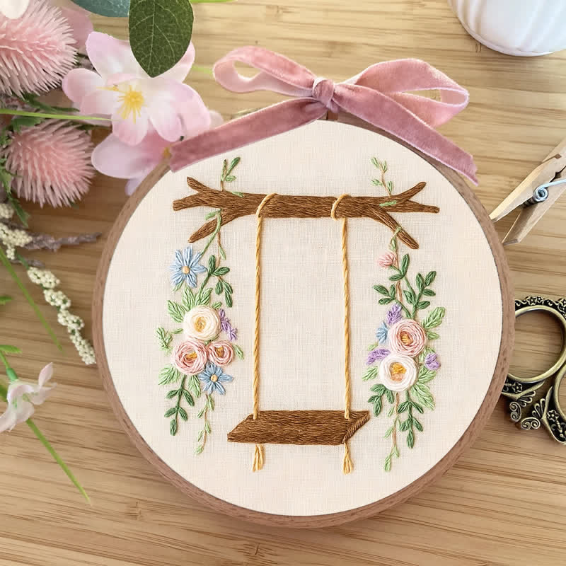 Rubbyoo Embroidery Kit -Rose Flower Swing | Make Your Own | Craft Kit | Gift For Her - image 8