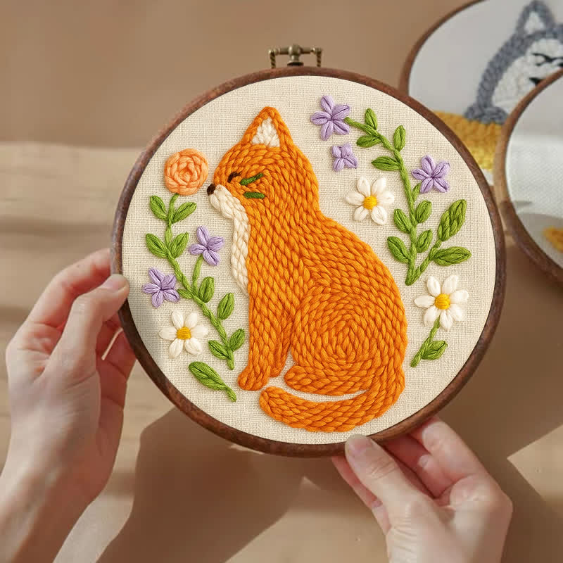 Orange Cat Punch Needle  Kit - Yarn Craft | Handmade At Home - image 2