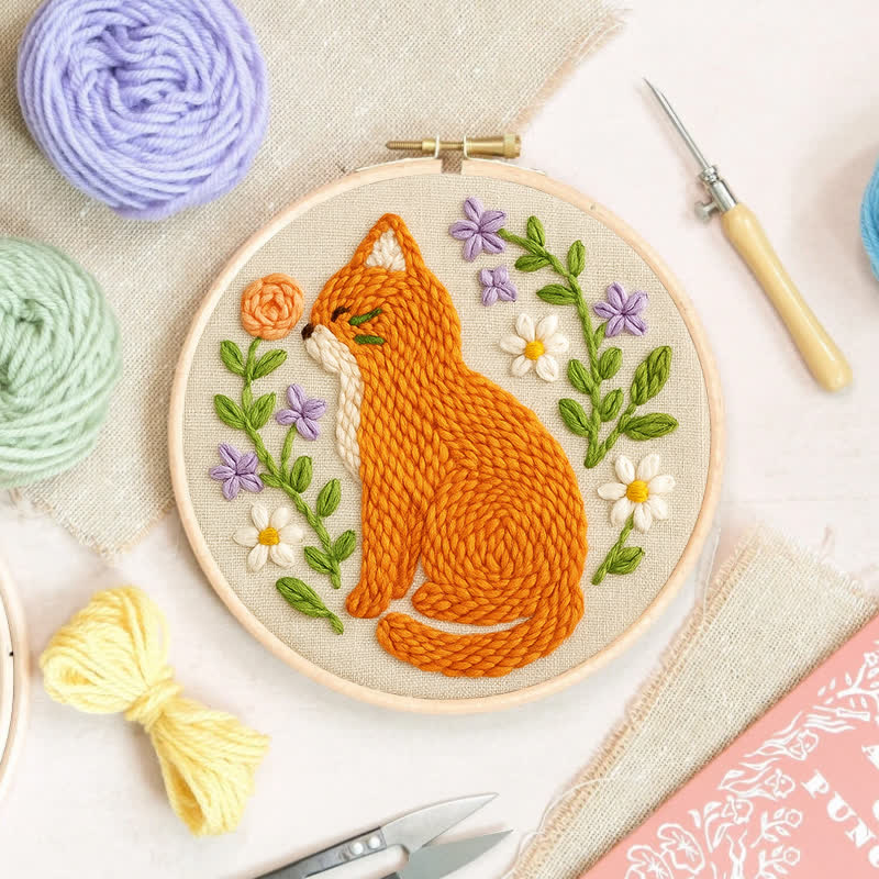 Orange Cat Punch Needle  Kit - Yarn Craft | Handmade At Home - image 4