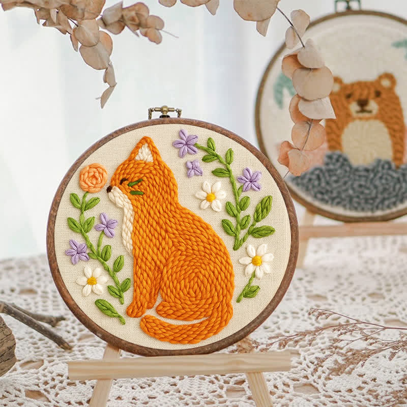 Orange Cat Punch Needle  Kit - Yarn Craft | Handmade At Home - image 3