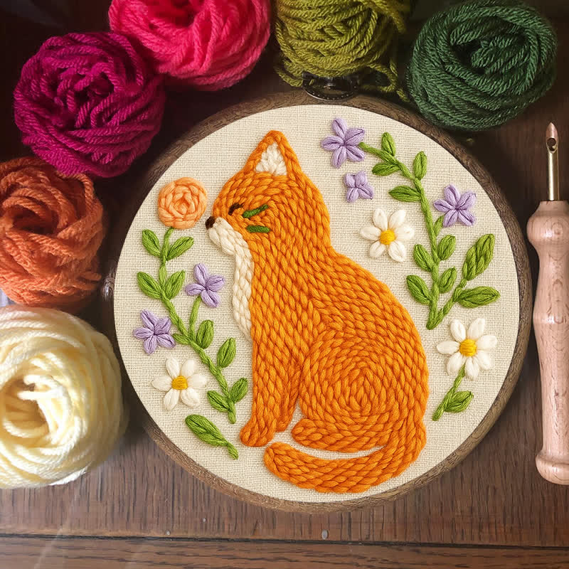 Orange Cat Punch Needle  Kit - Yarn Craft | Handmade At Home - image 6