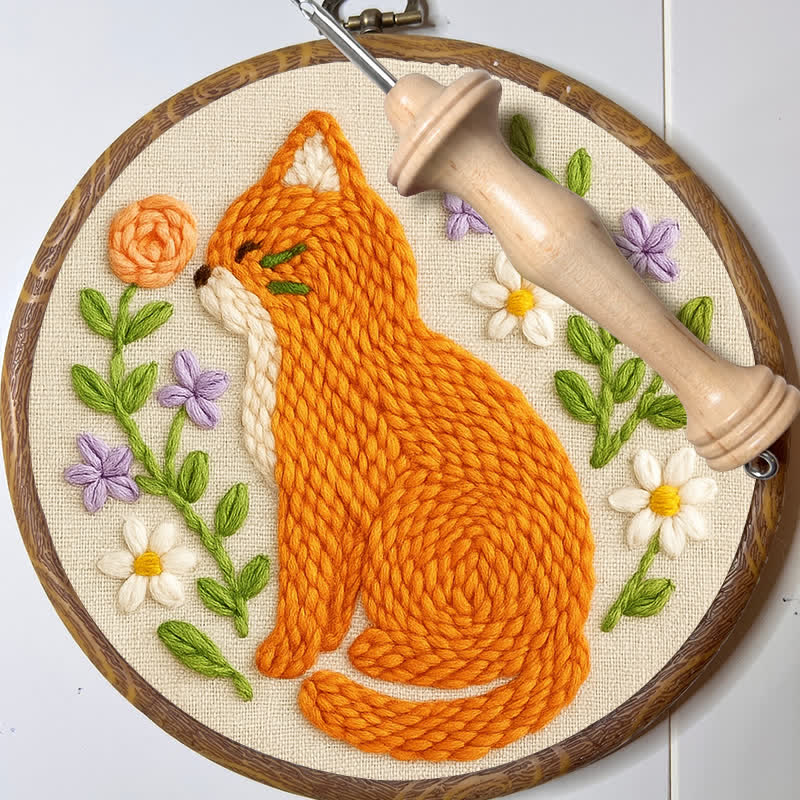 Orange Cat Punch Needle  Kit - Yarn Craft | Handmade At Home - image 7