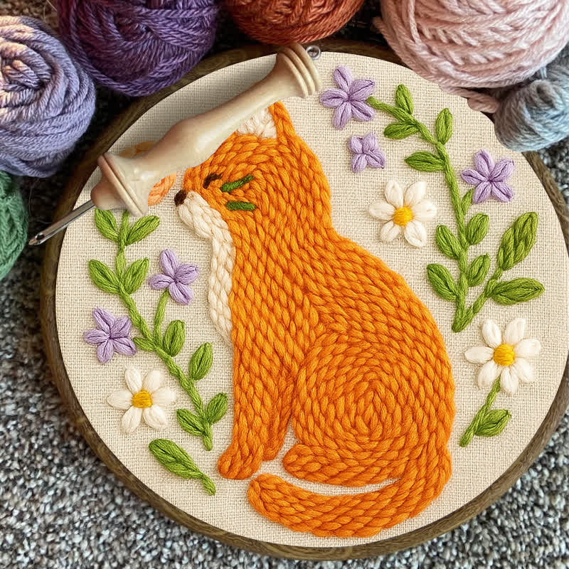 Orange Cat Punch Needle  Kit - Yarn Craft | Handmade At Home - image 8