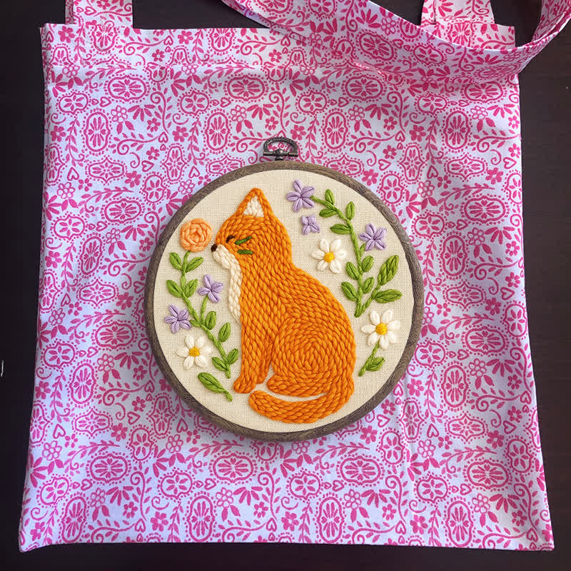 Orange Cat Punch Needle  Kit - Yarn Craft | Handmade At Home - image 9