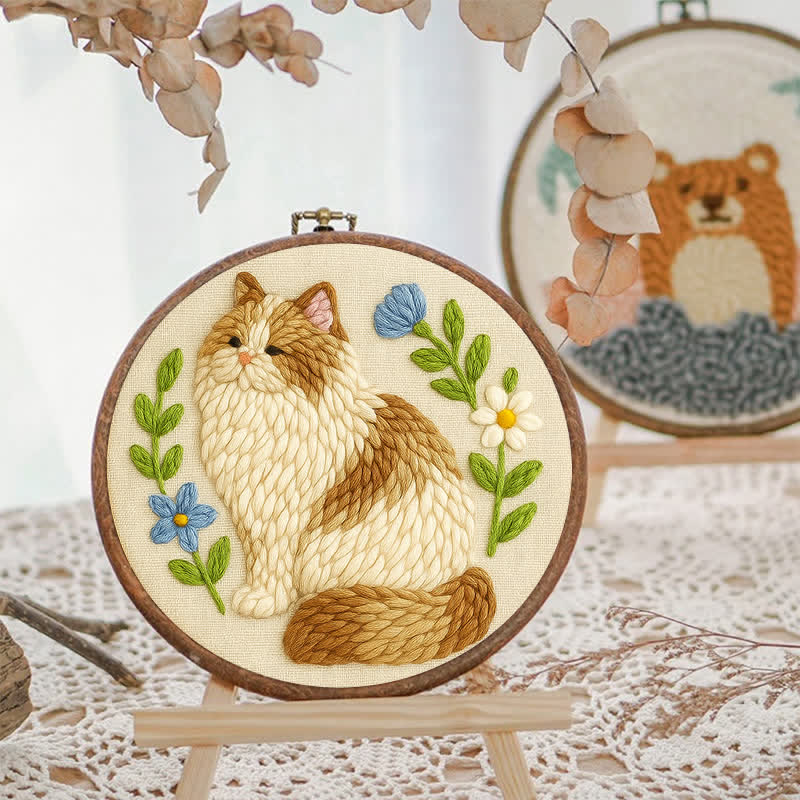 Persian Cat Punch Needle  Kit - Yarn Craft | Handmade At Home | Craft Kit - image 4