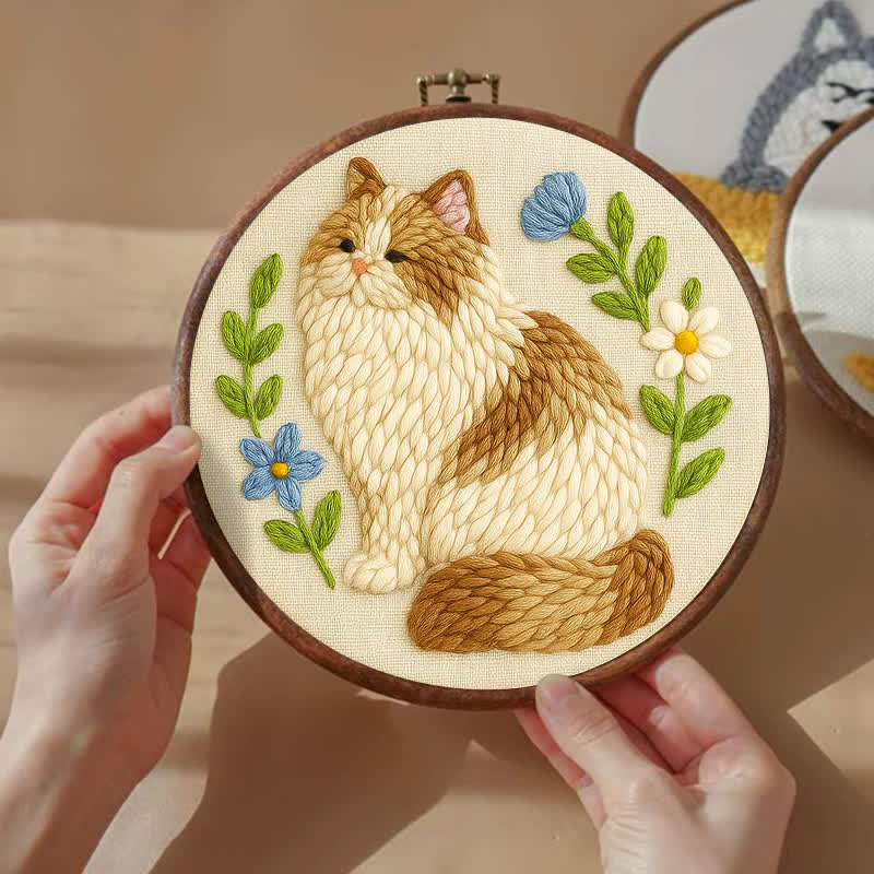 Persian Cat Punch Needle  Kit - Yarn Craft | Handmade At Home | Craft Kit - image 5