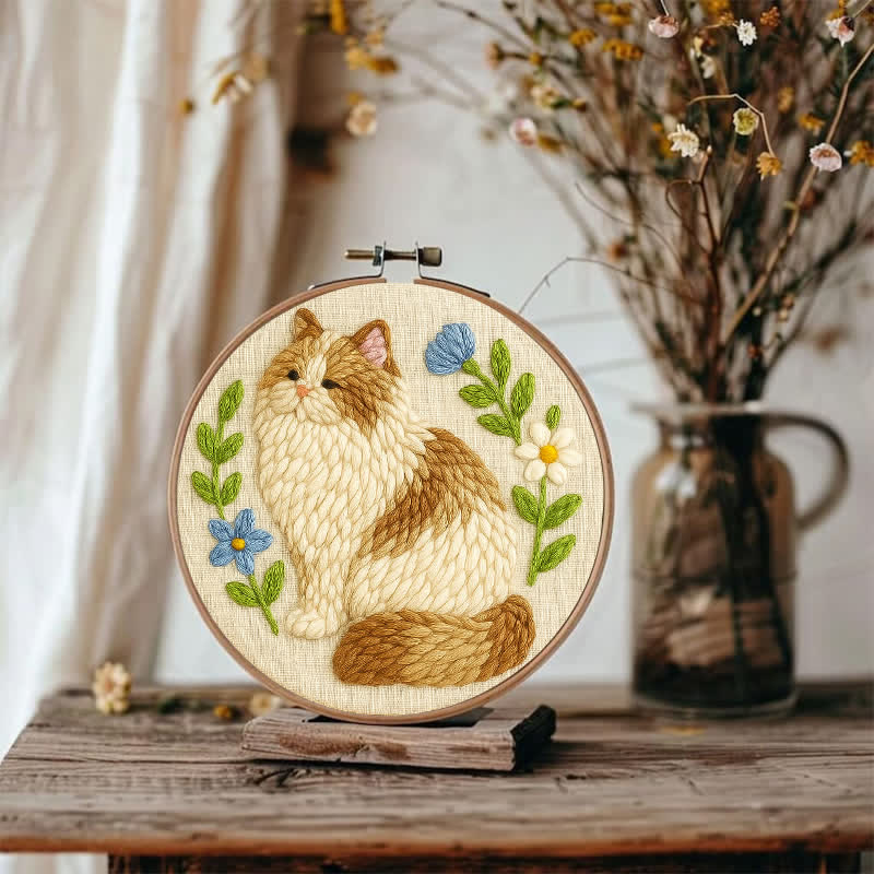 Persian Cat Punch Needle  Kit - Yarn Craft | Handmade At Home | Craft Kit - image 6