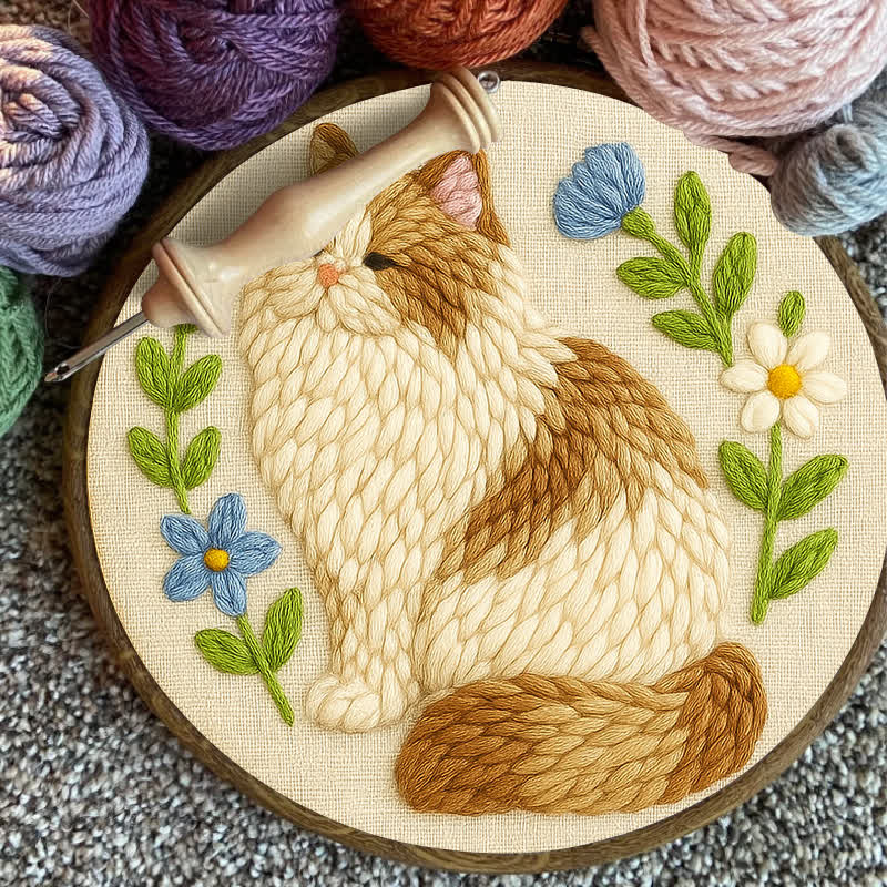 Persian Cat Punch Needle  Kit - Yarn Craft | Handmade At Home | Craft Kit - image 2