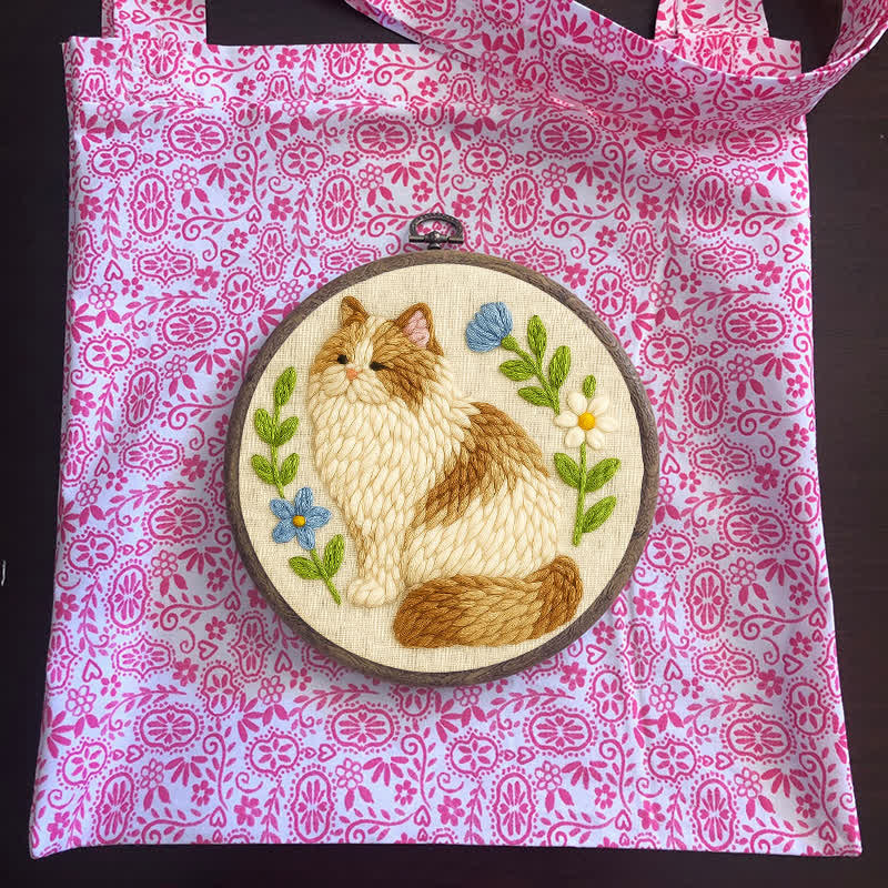 Persian Cat Punch Needle  Kit - Yarn Craft | Handmade At Home | Craft Kit - image 9