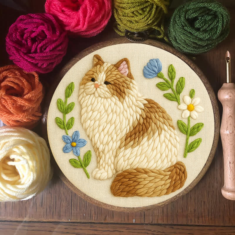 Persian Cat Punch Needle  Kit - Yarn Craft | Handmade At Home | Craft Kit - image 3