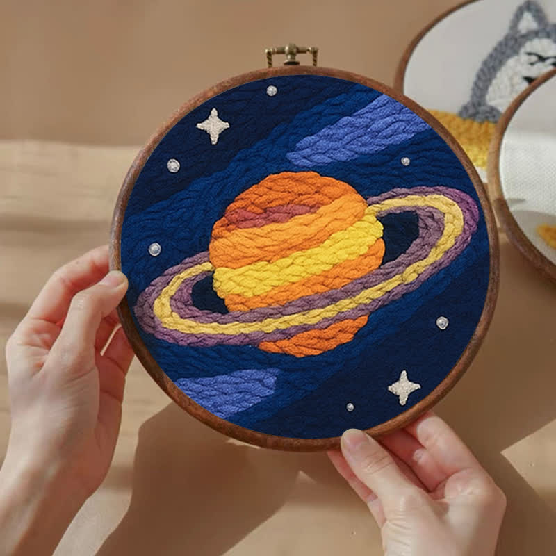 Galaxy Planet Punch Needle  Kit - Yarn Craft | Kids Sewing Kit | Birthday gift - image 1