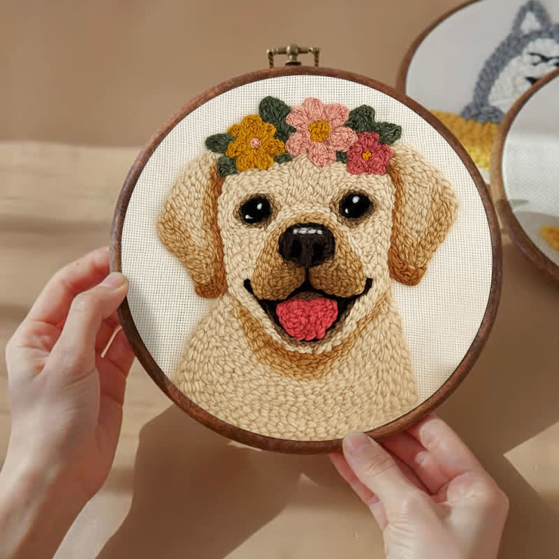 Golden Retriever  Punch Needle  Kit - Yarn Craft | Kid Needlework | Craft Kit - image 1