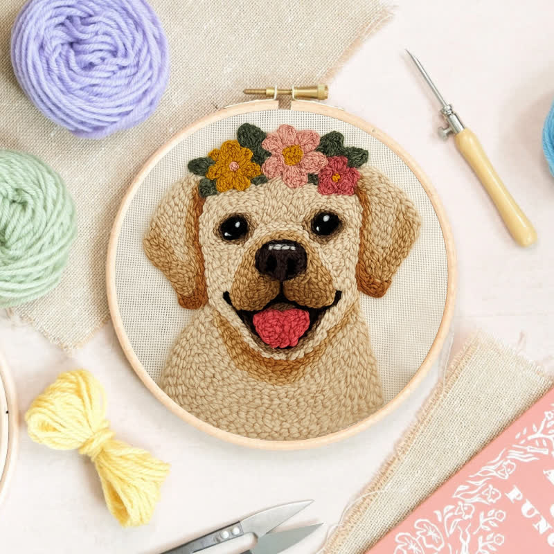 Golden Retriever  Punch Needle  Kit - Yarn Craft | Kid Needlework | Craft Kit - image 4