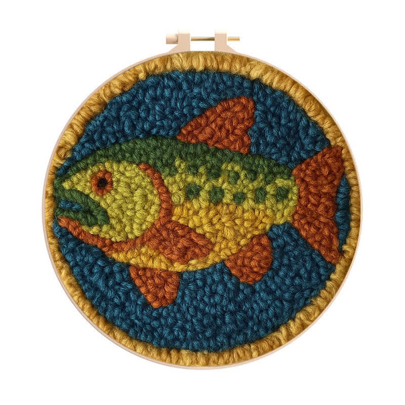 Cutthroat Trout Punch Needle  Kit - Yarn Craft | Kid Needlework | Craft Kit - 20cm*20cm - image 0