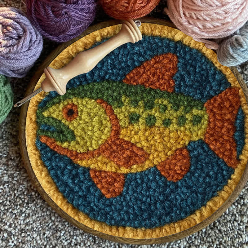 Cutthroat Trout Punch Needle  Kit - Yarn Craft | Kid Needlework | Craft Kit - image 1