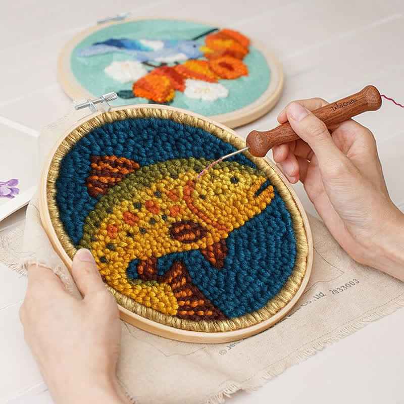 Trout Fish Punch Needle  Kit - Yarn Craft | Wall Decoration | Craft Kit - image 3