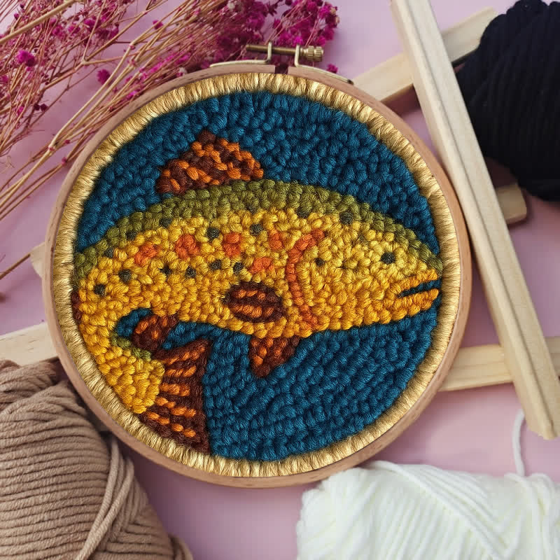 Trout Fish Punch Needle  Kit - Yarn Craft | Wall Decoration | Craft Kit - image 4