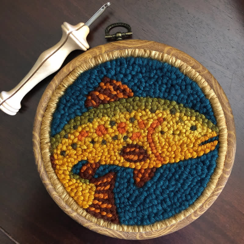 Trout Fish Punch Needle  Kit - Yarn Craft | Wall Decoration | Craft Kit - image 7