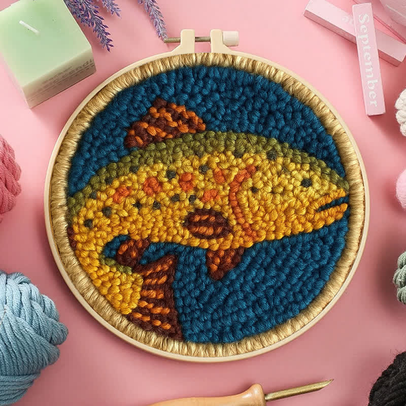 Trout Fish Punch Needle  Kit - Yarn Craft | Wall Decoration | Craft Kit - image 8