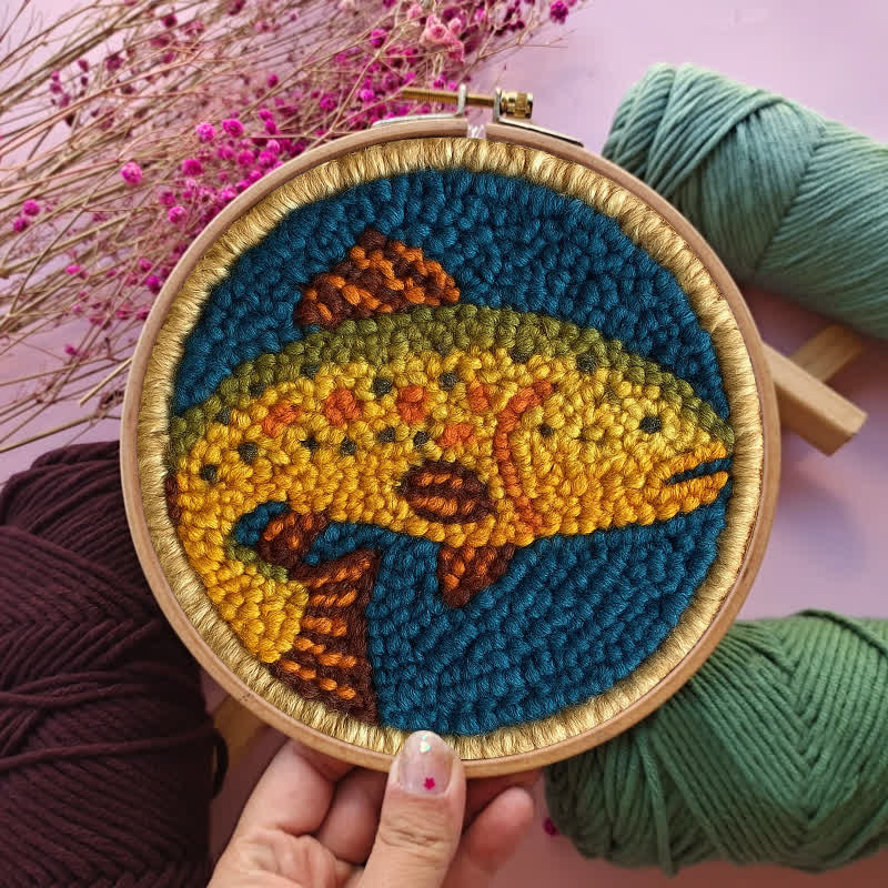Trout Fish Punch Needle  Kit - Yarn Craft | Wall Decoration | Craft Kit - image 2
