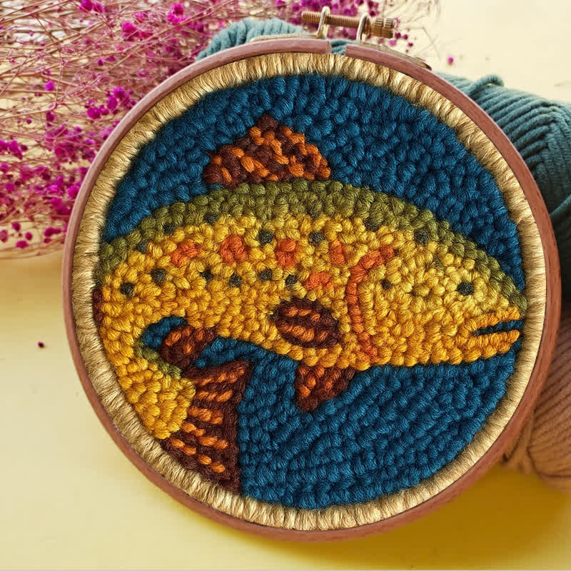 Trout Fish Punch Needle  Kit - Yarn Craft | Wall Decoration | Craft Kit - image 9