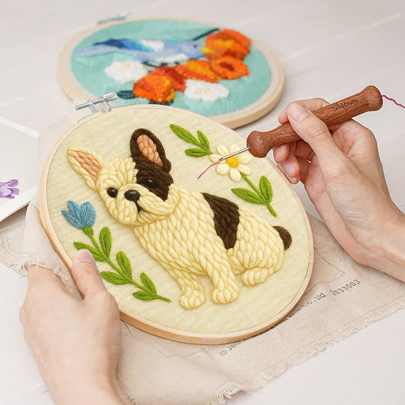 French Bulldog Punch Needle  Kit - Yarn Craft | Handmade At Home | Wall Decoration-craft - image 3