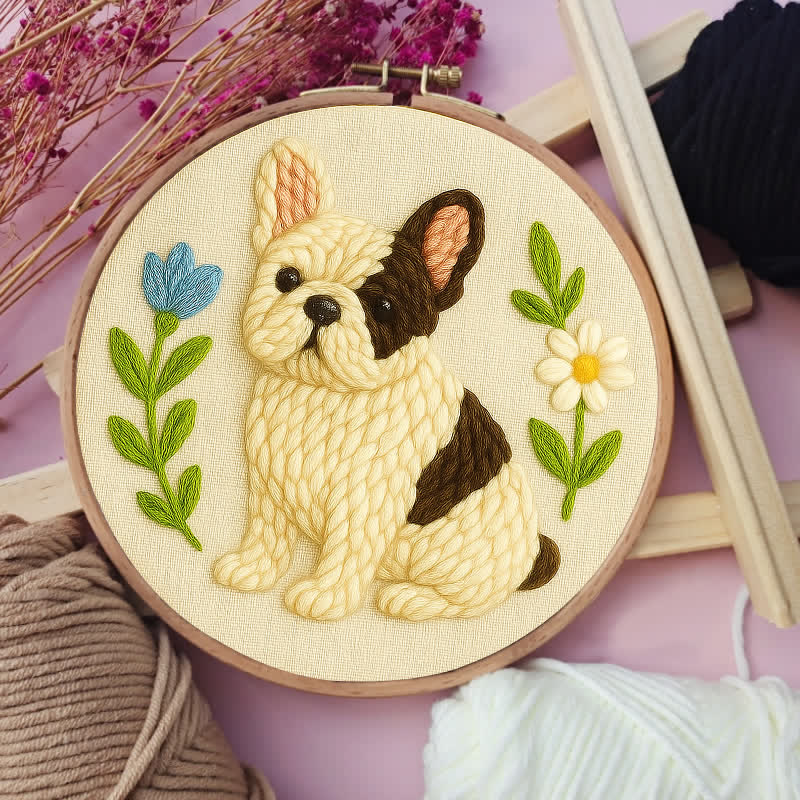 French Bulldog Punch Needle  Kit - Yarn Craft | Handmade At Home | Wall Decoration-craft - image 6