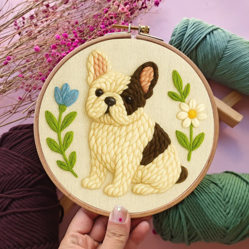 French Bulldog Punch Needle  Kit - Yarn Craft | Handmade At Home | Wall Decoration-craft - image 4