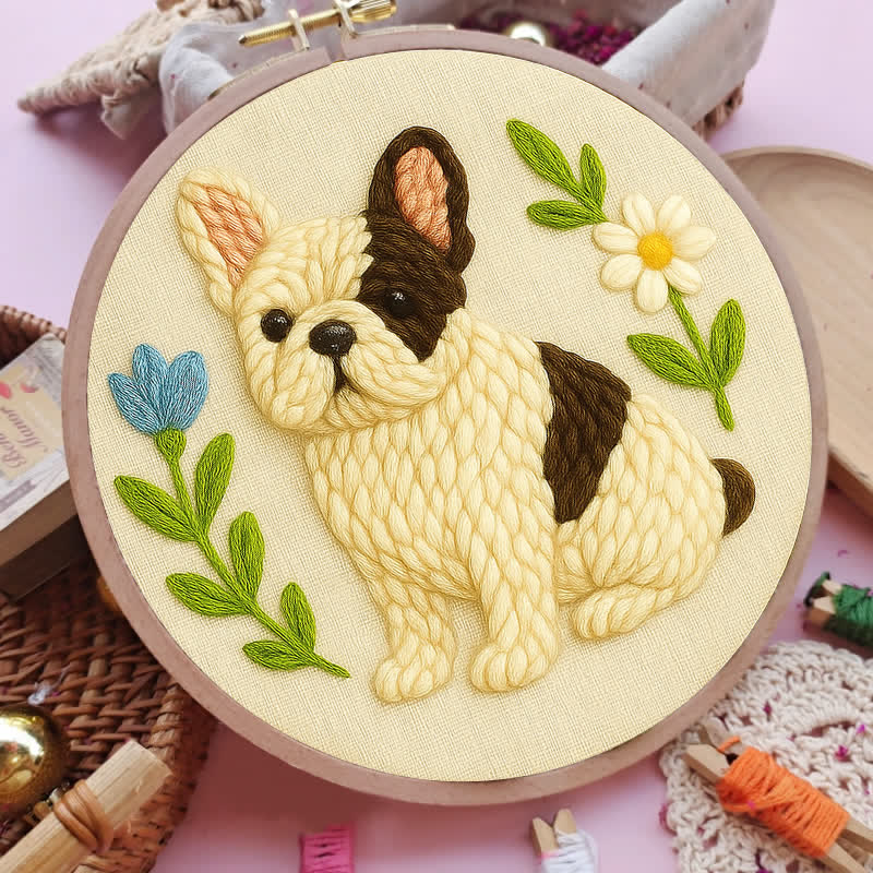 French Bulldog Punch Needle  Kit - Yarn Craft | Handmade At Home | Wall Decoration-craft - image 2