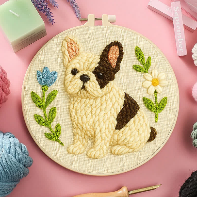 French Bulldog Punch Needle  Kit - Yarn Craft | Handmade At Home | Wall Decoration-craft - image 5