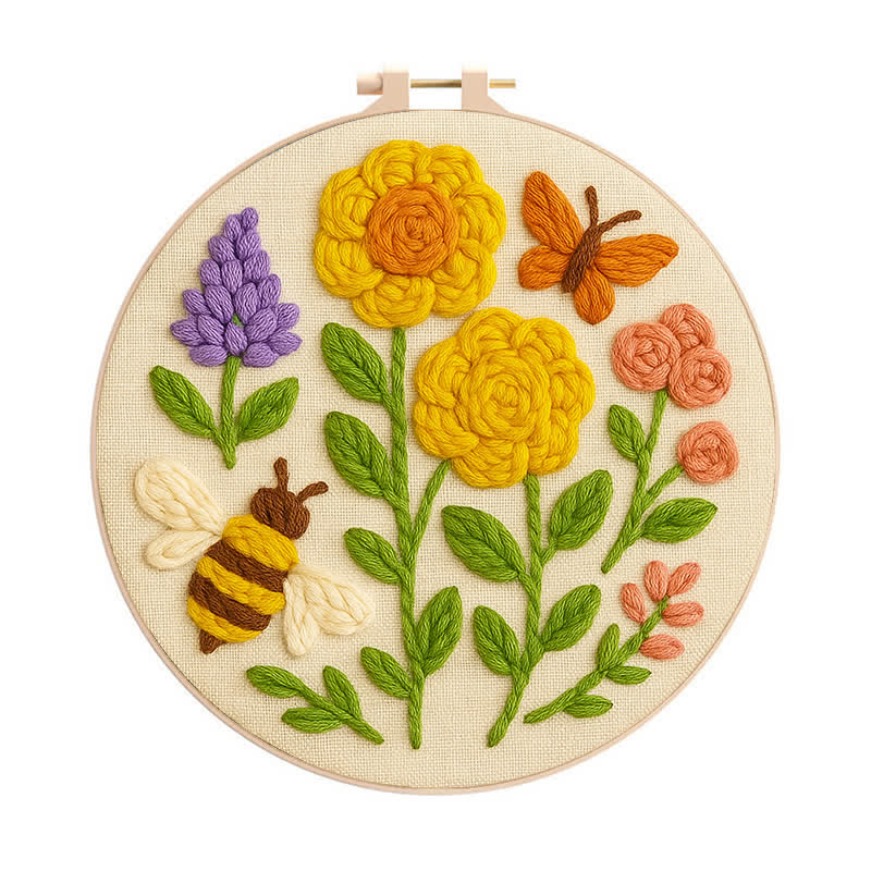 Flourishing Flowers Punch Needle  Kit - Yarn Craft | Handmade At Home | Learn To Craft - 20cm*20cm - image 0