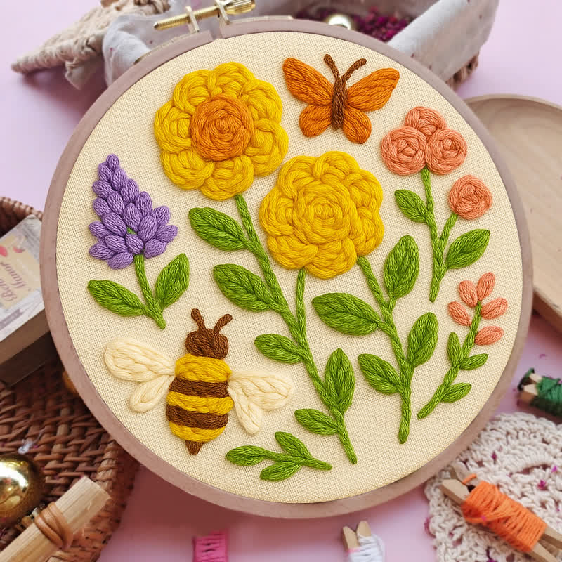 Flourishing Flowers Punch Needle  Kit - Yarn Craft | Handmade At Home | Learn To Craft - image 1